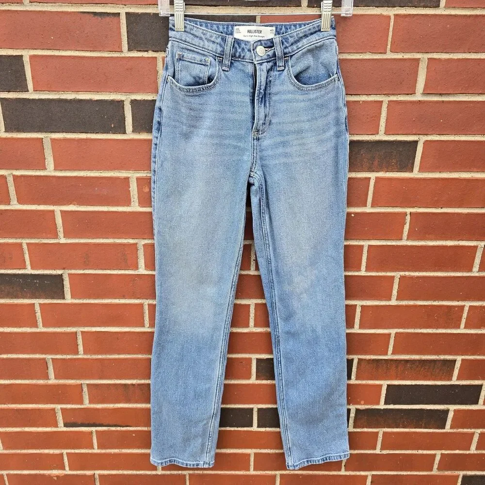 Women’s Hollister Curvy Ultra High-Rise Straight Leg Denim Jeans Size 000L W23L - Picture 1 of 7